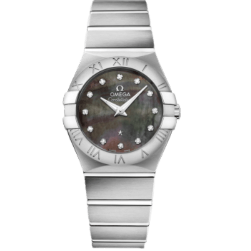 OMEGA 12310276057003 CONSTELLATION QUARTZ 27MM STEEL BLACK MOP 12 DIAMONDS