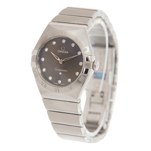 OMEGA 12310276057003 CONSTELLATION QUARTZ 27MM STEEL BLACK MOP 12 DIAMONDS