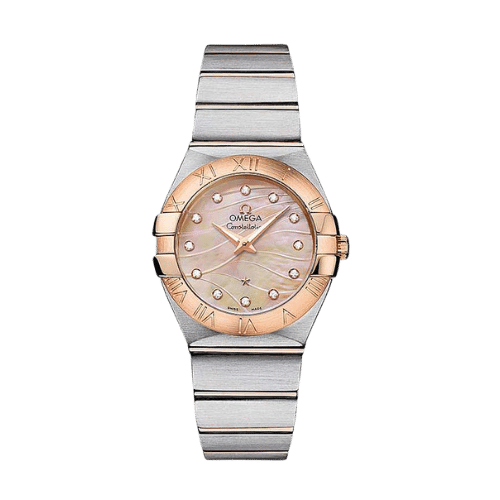 OMEGA  12320276057002 CONSTELLATION QUARTZ 27MM GOLD STEEL RED GOLD MOP 12 DIAMONDS