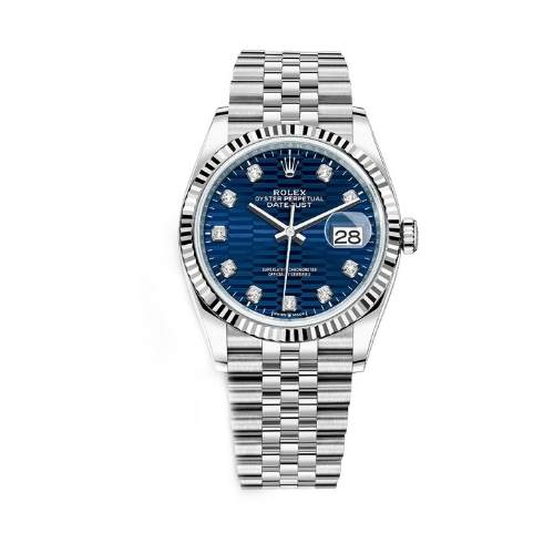 ROLEX 126234 DATEJUST 36 JUBILEE BLUE FLUTED MOTIF 10 DIAMONDS